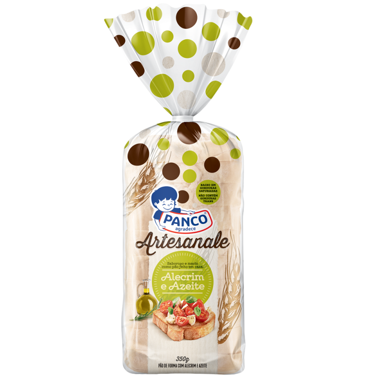 PÃO DE FORMA ALECRIM E AZEITE PANCO ARTESANALE PACOTE 350G