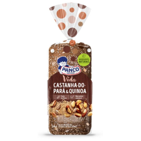 PÃO DE FORMA INTEGRAL CASTANHA-DO-PARÁ & QUINOA PANCO VIDA PACOTE 350G