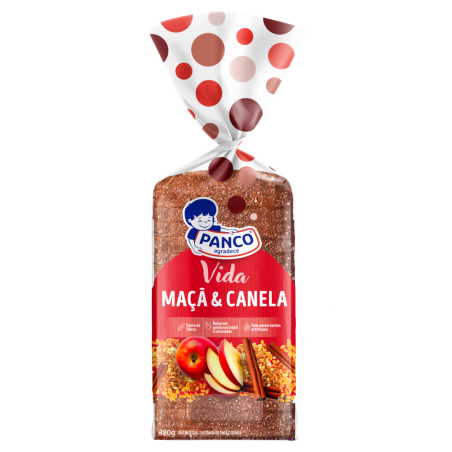 PÃO DE FORMA INTEGRAL MAÇÃ & CANELA PANCO VIDA PACOTE 350G
