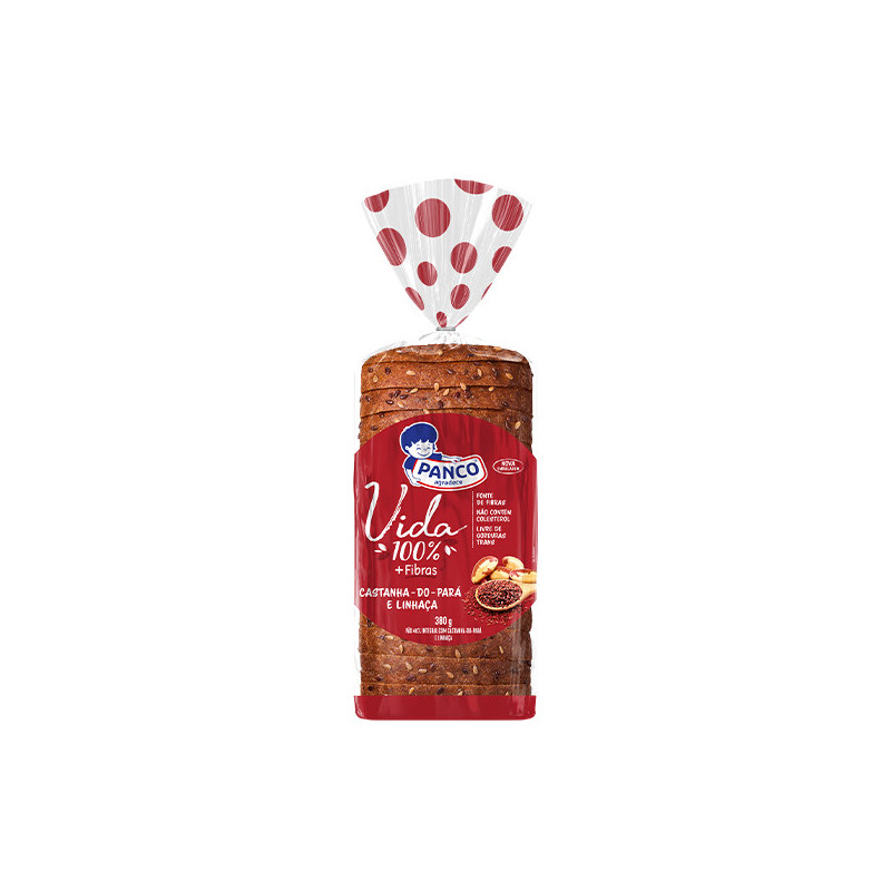 PÃO INTEGRAL CASTANHA-DO-PARÁ E LINHAÇA PANCO VIDA PACOTE 380G