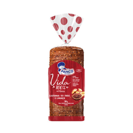 PÃO INTEGRAL CASTANHA-DO-PARÁ E LINHAÇA PANCO VIDA PACOTE 380G