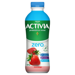 LEITE FERMENTADO DESNATADO MORANGO ZERO LACTOSE ACTIVIA ZERO GARRAFA 800G