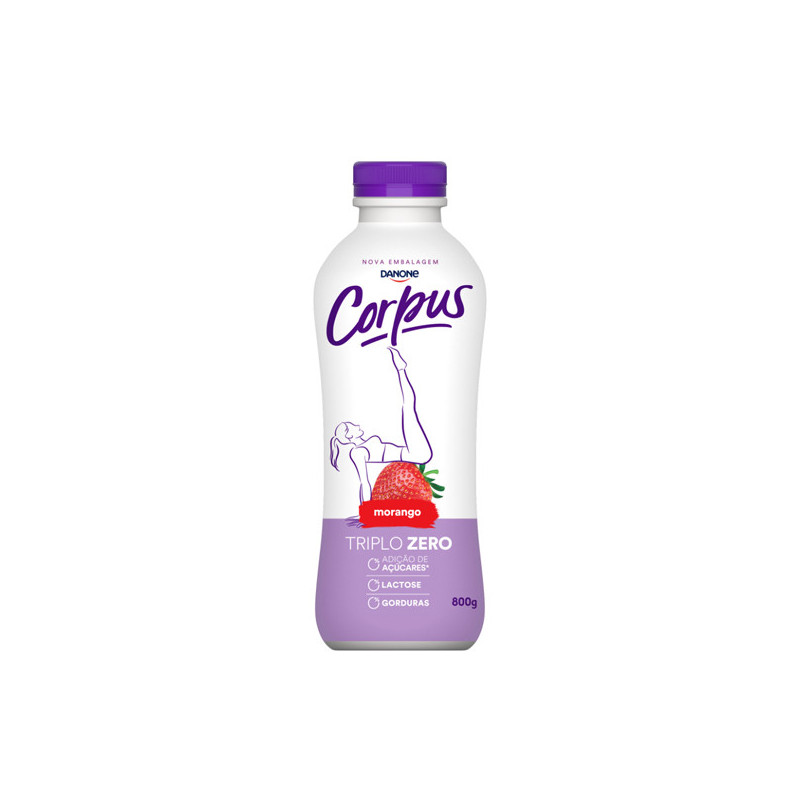 IOGURTE DESNATADO MORANGO ZERO LACTOSE CORPUS GARRAFA 800G