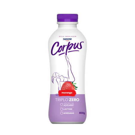 IOGURTE DESNATADO MORANGO ZERO LACTOSE CORPUS GARRAFA 800G