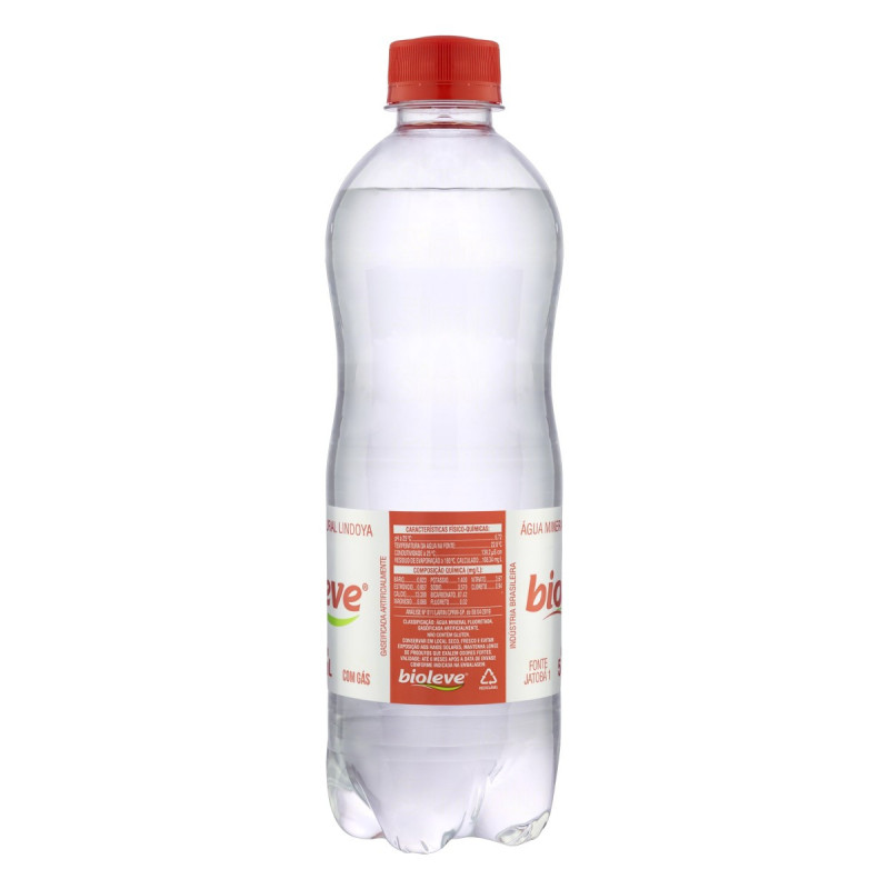 ÁGUA MINERAL NATURAL COM GÁS BIOLEVE GARRAFA 510ML