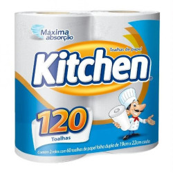 TOALHA DE PAPEL FOLHA DUPLA KITCHEN 19CM X 22CM PACOTE 2 UNIDADES