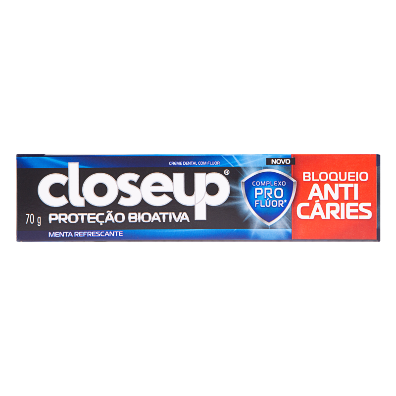 CREME DENTAL MENTA REFRESCANTE CLOSEUP PROTEÇÃO BIOATIVA BLOQUEIO ANTICÁRIES CAIXA 70G