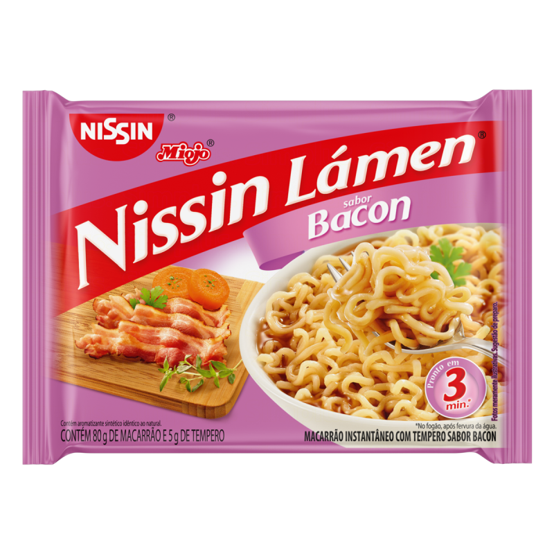 MACARRÃO INSTANTÂNEO LÁMEN BACON NISSIN MIOJO PACOTE 85G