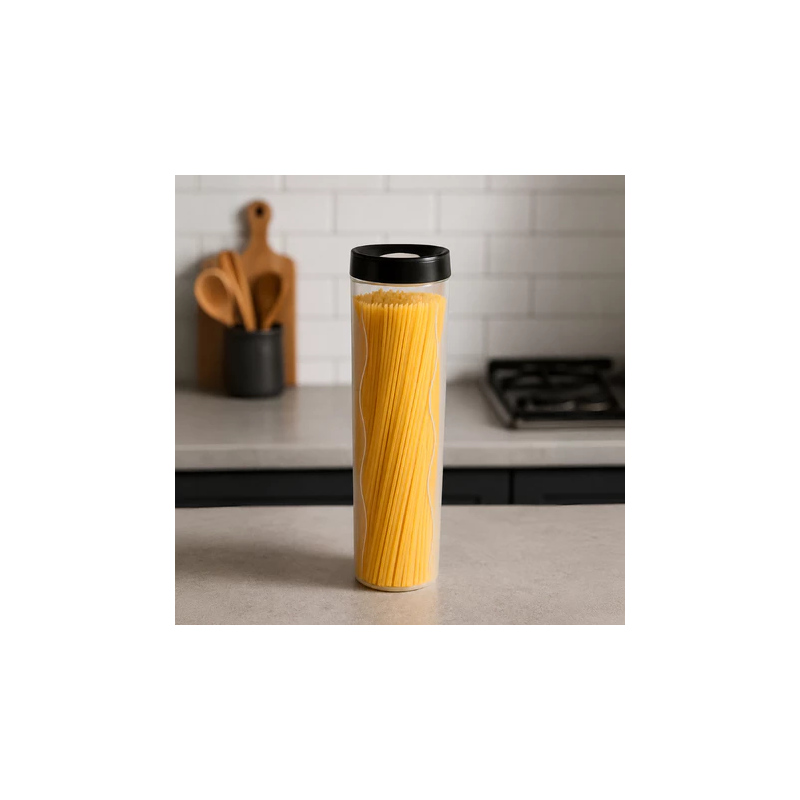 PORTA MACARRAO HERMETICO 950ML TAMPA PRETA REF: 1287 - PANAMBY PLASTICO