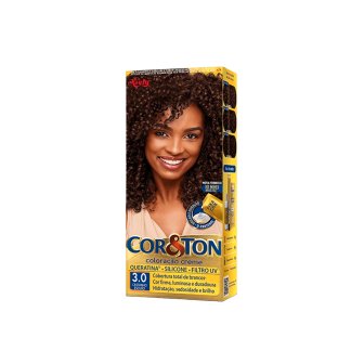 KIT COLORAÇÃO CREME COR 3.0 CASTANHO ESCURO NIELY COR&TON