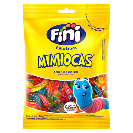 BALA DE GELATINA SORTIDA MINHOCAS FINI PACOTE 90G