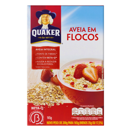 AVEIA EM FLOCOS QUAKER CAIXA 165G