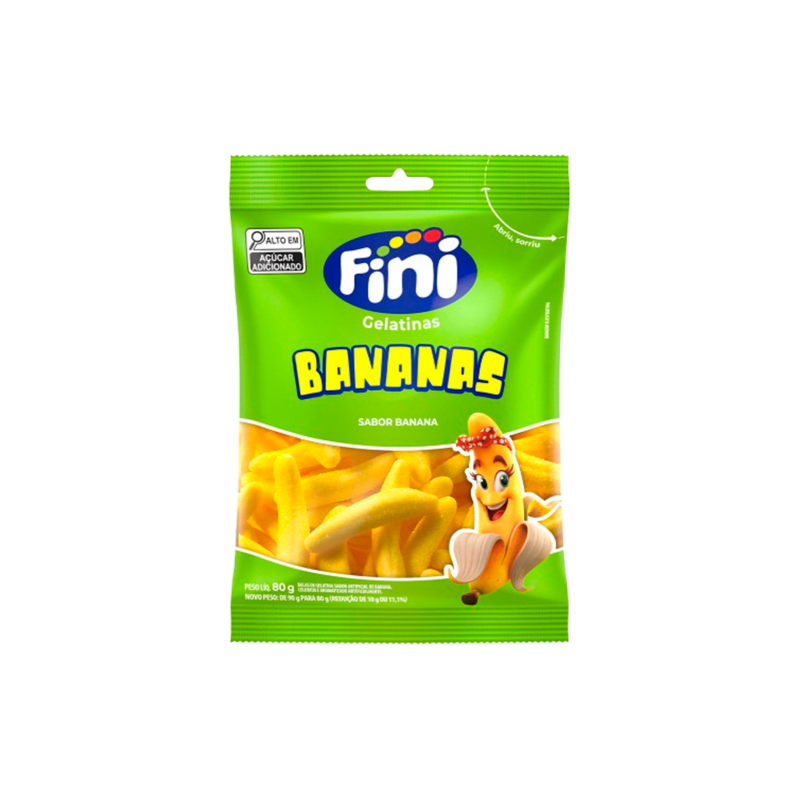 BALA DE GELATINA BANANAS FINI PACOTE 100G