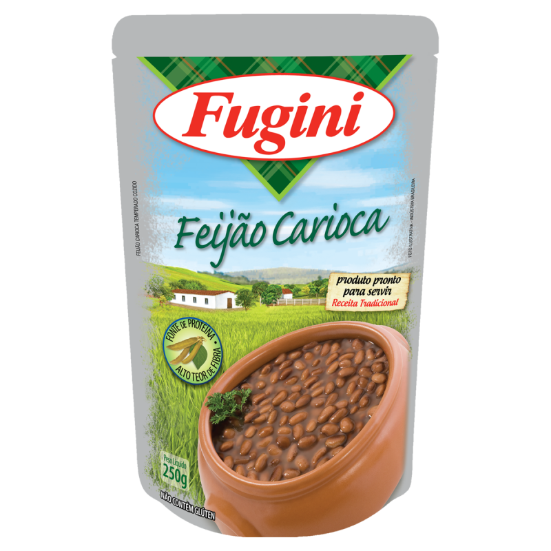 FEIJÃO CARIOCA COZIDO TEMPERADO FUGINI SACHÊ 250G