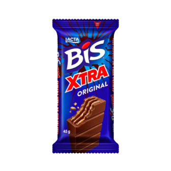 WAFER RECHEIO E COBERTURA CHOCOLATE LACTA BIS XTRA PACOTE 45G