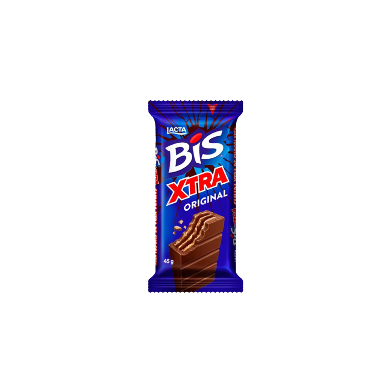 WAFER RECHEIO E COBERTURA CHOCOLATE LACTA BIS XTRA PACOTE 45G