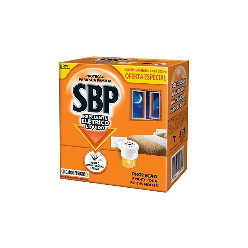 KIT APARELHO ELÉTRICO + REFIL REPELENTE LÍQUIDO SBP 32,9ML