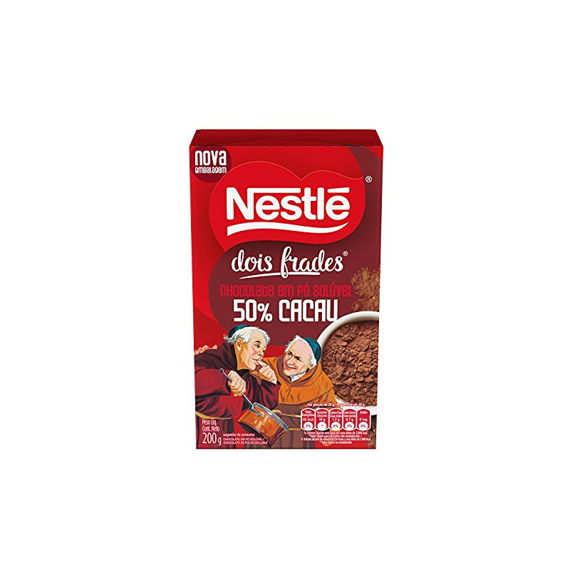 CHOCOLATE PÓ SOLÚVEL 50% CACAU DOIS FRADES CAIXA 200G