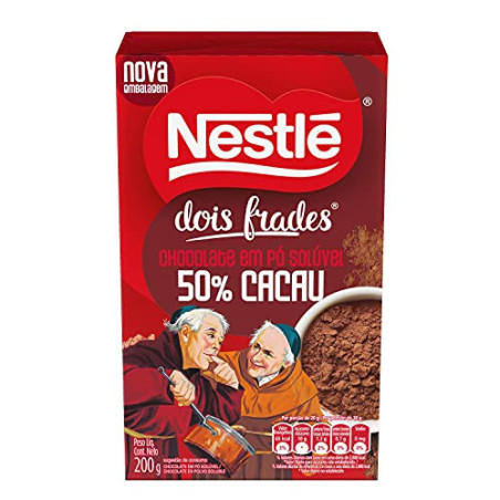 CHOCOLATE PÓ SOLÚVEL 50% CACAU DOIS FRADES CAIXA 200G