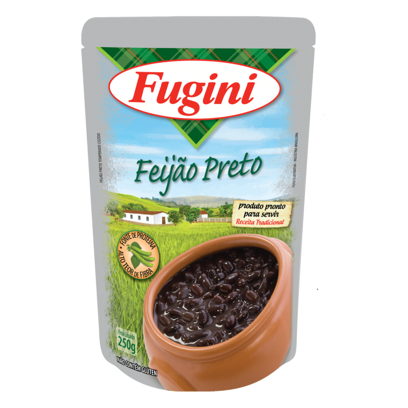 FEIJÃO PRETO COZIDO TEMPERADO FUGINI SACHÊ 250G