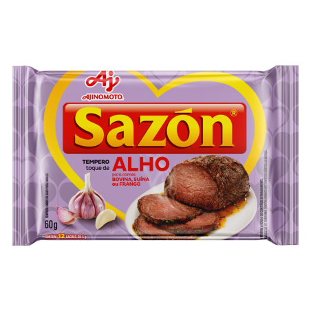 TEMPERO PÓ PARA CARNES TOQUE DE ALHO SAZÓN PACOTE 60G 12 UNIDADES
