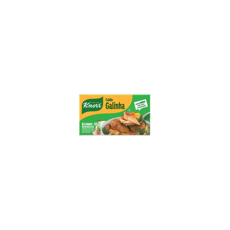 CALDO TABLETE GALINHA KNORR MAIS SABOR CAIXA 57G 6 UNIDADES