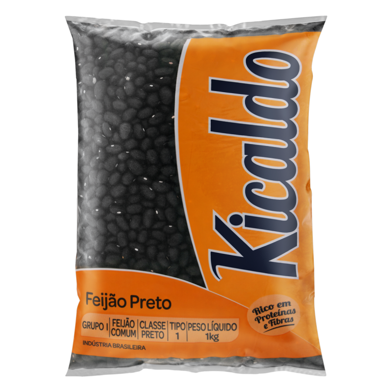 FEIJÃO PRETO TIPO 1 KICALDO PACOTE 1KG
