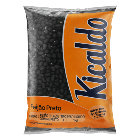 FEIJÃO PRETO TIPO 1 KICALDO PACOTE 1KG