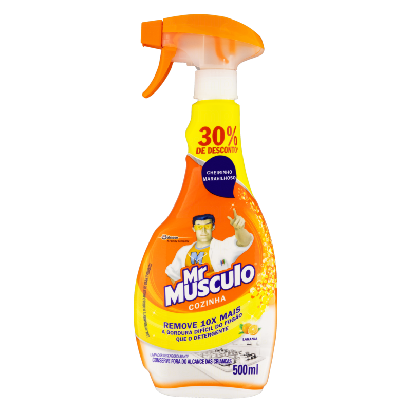 LIMPADOR DESENGORDURANTE COZINHA LARANJA MR MÚSCULO FRASCO 500ML BORRIFADOR OFERTA ESPECIAL