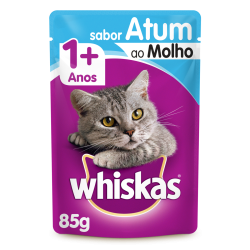 ALIMENTO PARA GATOS ADULTOS ATUM AO MOLHO WHISKAS SACHÊ 85G