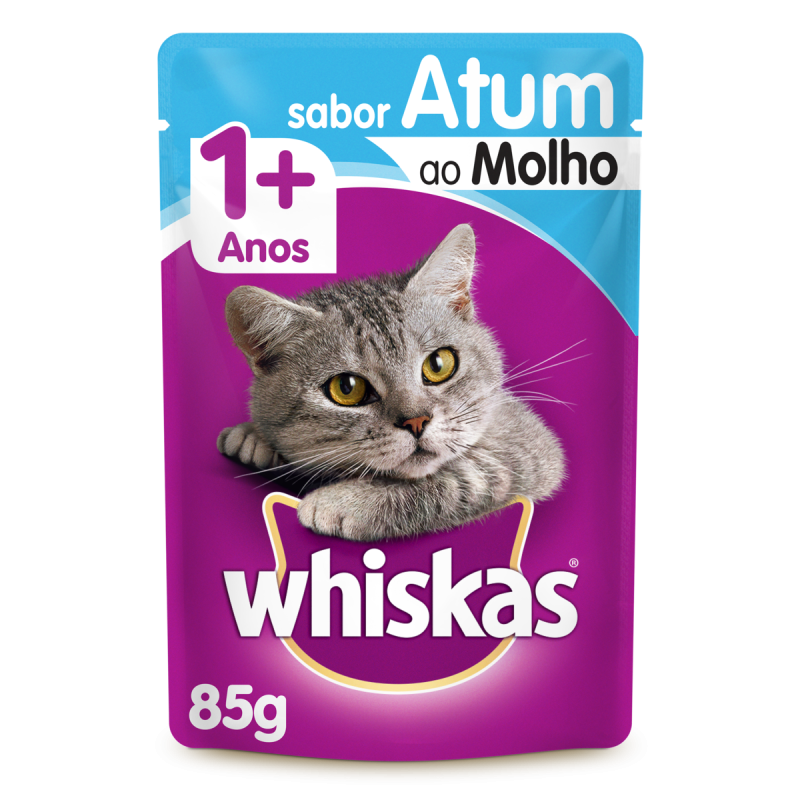 ALIMENTO PARA GATOS ADULTOS ATUM AO MOLHO WHISKAS SACHÊ 85G
