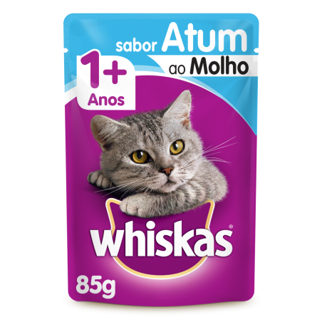 ALIMENTO PARA GATOS ADULTOS ATUM AO MOLHO WHISKAS SACHÊ 85G