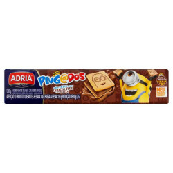 BISCOITO LEITE RECHEIO CHOCOLATE SUÍÇO MEU MALVADO FAVORITO ADRIA PLUGADOS PACOTE 130G