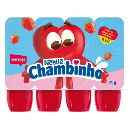 PETIT SUISSE MORANGO CHAMBINHO BANDEJA 320G 8 UNIDADES