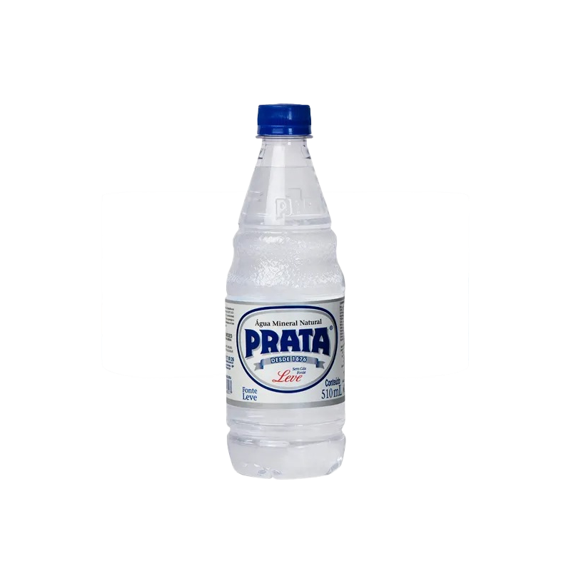 ÁGUA MINERAL NATURAL SEM GÁS PRATA GARRAFA 510ML