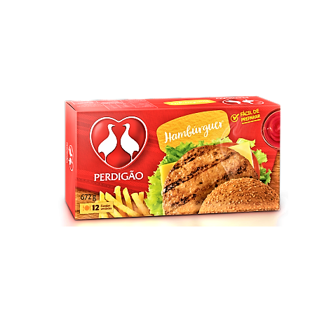 HAMBÚRGUER DE CARNE DE FRANGO E BOVINA PERDIGÃO CAIXA 672G 12 UNIDADES
