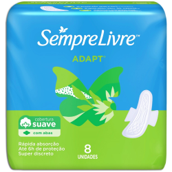 ABSORVENTE COM ABAS SUAVE SEMPRE LIVRE ADAPT PACOTE 8 UNIDADES