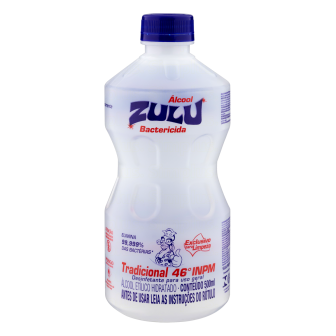 ÁLCOOL LÍQUIDO 46º INPM BACTERICIDA TRADICIONAL ZULU FRASCO 500ML