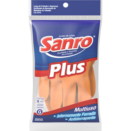 LUVA USO GERAL SANRO G PLUS LARANJA UNIT