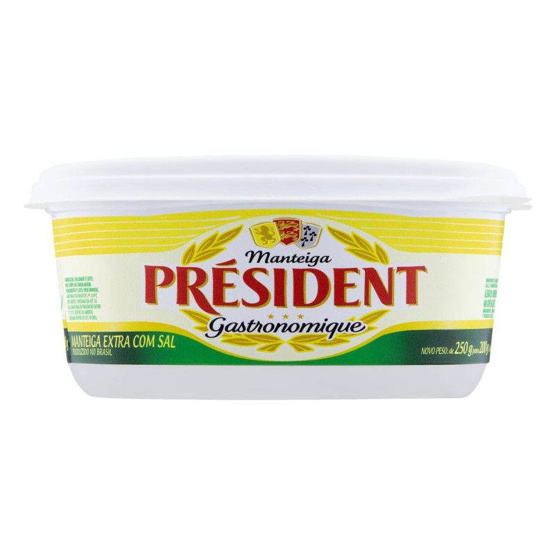 MANTEIGA EXTRA COM SAL PRÉSIDENT GASTRONOMIQUE POTE 200G
