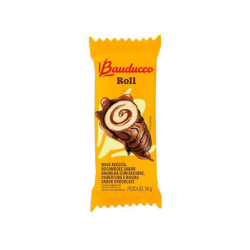 ROCAMBOLE BAUNILHA RECHEIO E COBERTURA CHOCOLATE BAUDUCCO ROLL PACOTE 34G