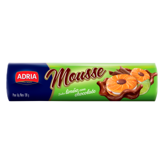 BISCOITO RECHEIO LIMÃO COM CHOCOLATE ADRIA MOUSSE PACOTE 130G