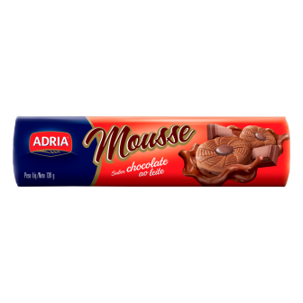 BISCOITO RECHEIO CHOCOLATE AO LEITE ADRIA MOUSSE PACOTE 130G