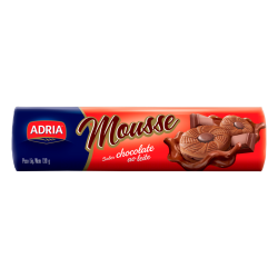 BISCOITO RECHEIO CHOCOLATE AO LEITE ADRIA MOUSSE PACOTE 130G