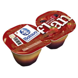 SOBREMESA LÁCTEA FLAN CALDA FRUTAS VERMELHAS BATAVO BANDEJA 200G 2 UNIDADES