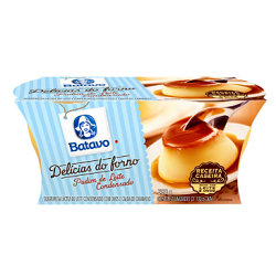 SOBREMESA LÁCTEA PUDIM LEITE CONDENSADO BATAVO DELÍCIAS DO FORNO BANDEJA 200G 2 UNIDADES