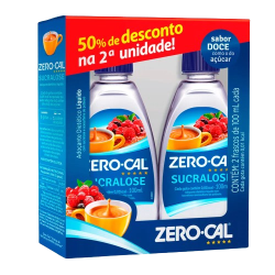 PACK ADOÇANTE LÍQUIDO SUCRALOSE ZERO CAL FRASCO 200ML 2 UNIDADES GRÁTIS 50% DESCONTO NA SEGUNDA UNIDADE