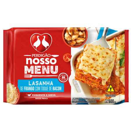LASANHA FRANGO COM TOQUE DE BACON PERDIGÃO PACOTE 600G