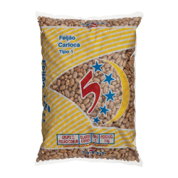 FEIJÃO CARIOCA TIPO 1 5 ESTRELAS PACOTE 1KG