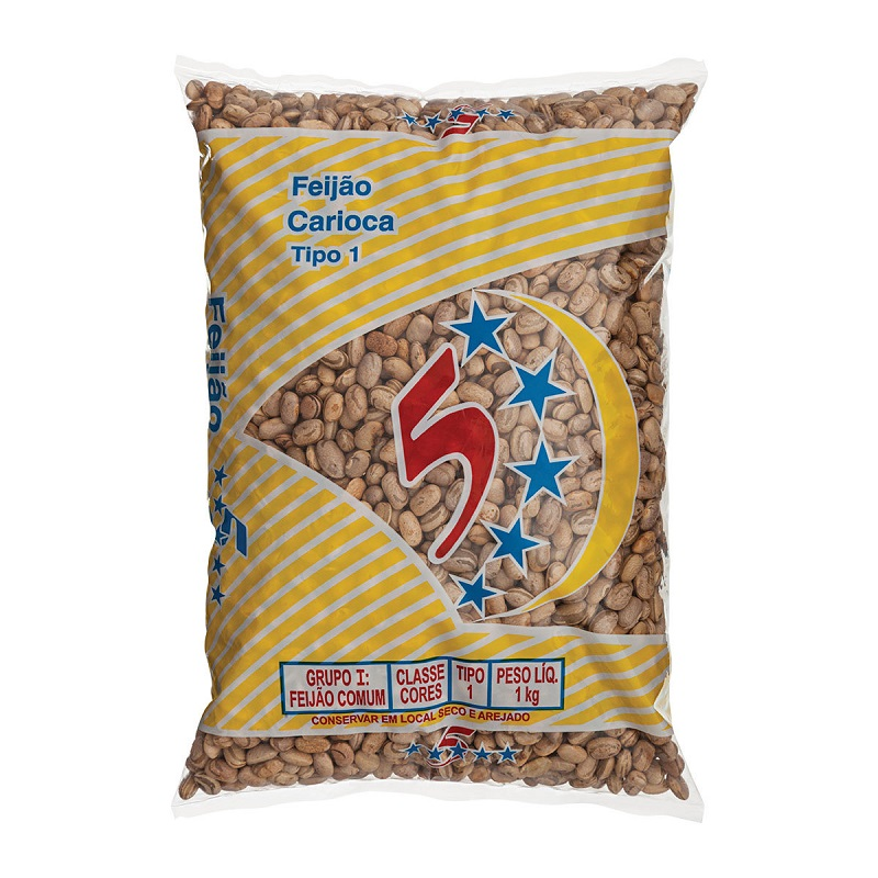 FEIJÃO CARIOCA TIPO 1 5 ESTRELAS PACOTE 1KG
